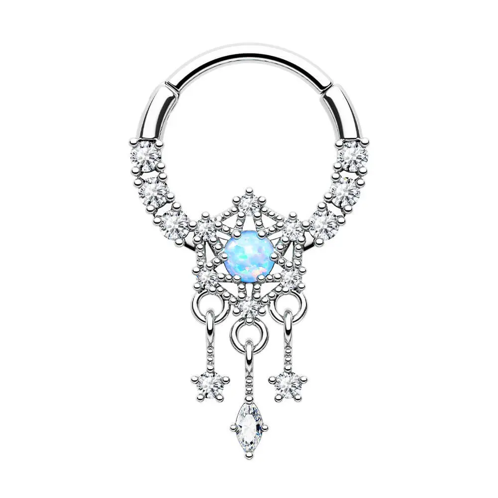 Oufer 16G Dreamcatcher Dangle Style Hinged Segment Septum Ring