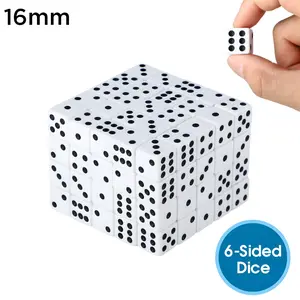 Set of 100 White Dice Standard Size 16mm D6 for Casino, Board Game, & Puzzle Play Set