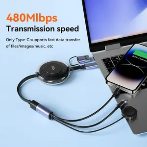 3-in-1 Magnetic Wireless Charger 100W Scalable Data Cable High Speed Dual Port Input for iPhone Android iPad AirPods Apple Watch - Charging