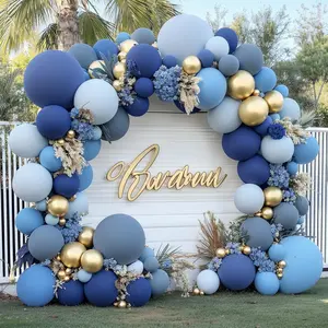 Dusty Blue  Balloons Arch Kit, Double Stuffed Pastel Balloon Arch Pastel Light Dark Denim Pale Blue Balloons With Blue  Balloons for  Shower Birthday Wedding Graduation Party Decorations