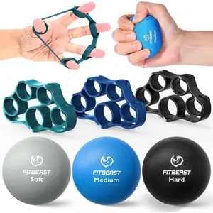 Grip Strength Trainer – 6 Pieces Hand Therapy Kit with Finger Extension Exerciser & Stress Balls for Adults, Rehab & Strength Training – for Men, Women, and Seniors