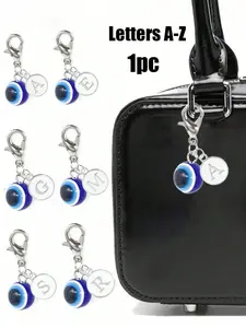 Blue Evil Eye Keychain Letter A-Z, Alphabet Options, Lucky Alloy Pendant Charm, Car Key Ring Bag Backpack Decoration, Ideal Gift for Friends Family