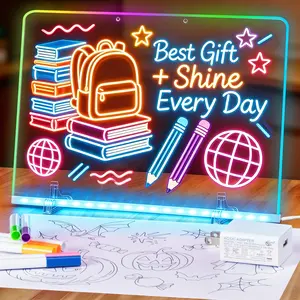 16 Inch Rechargeable LED Drawing Board, Glow Doodle Sketch Pad with 7 Light Effects & Colorful Neon Lights, Educational Light Up Writing Tablet, Ideal Gift for Easter Birthday Christmas