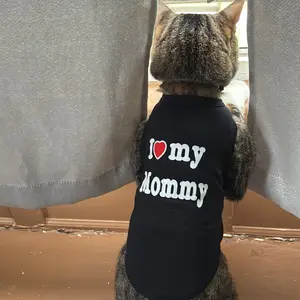 3 Pcs Summer Pet Vest Shirt Set, Breathable Cat Dog Kitten Clothes, I Love Dad/i Love Mom Design, Comfortable Summer Wear for Pets, Clothing