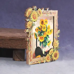 1PC Sunny Sunflower Cat Mini Frame Fridge Magnet Home Decor, Add a cozy, artistic touch to your kitchen with this adorable cat-and-sunflower design.Ideal gift for pet & art lovers!