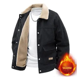 Men’s Winter Lapel Corduroy Jacket – Fleece Lined, Warm & Trendy Denim Style