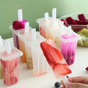 2pcs Ice Pop Molds with Lids, DIY Plastic Ice Cream Maker Tray, Summer Snack Set, 4-Compartment Frozen Dessert Kit