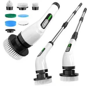 Electric Spin Scrubber, Cordless Cleaning Brush with 8 Replaceable Brush Heads, Tub and Floor Tile 360 Power Scrubber Dual Speed with Adjustable & Detachable Handle for Bathroom Kitchen Car