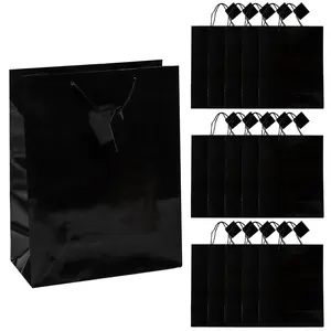 10 1/2" x 13" Large Black Gift Bags - 12 Pc.