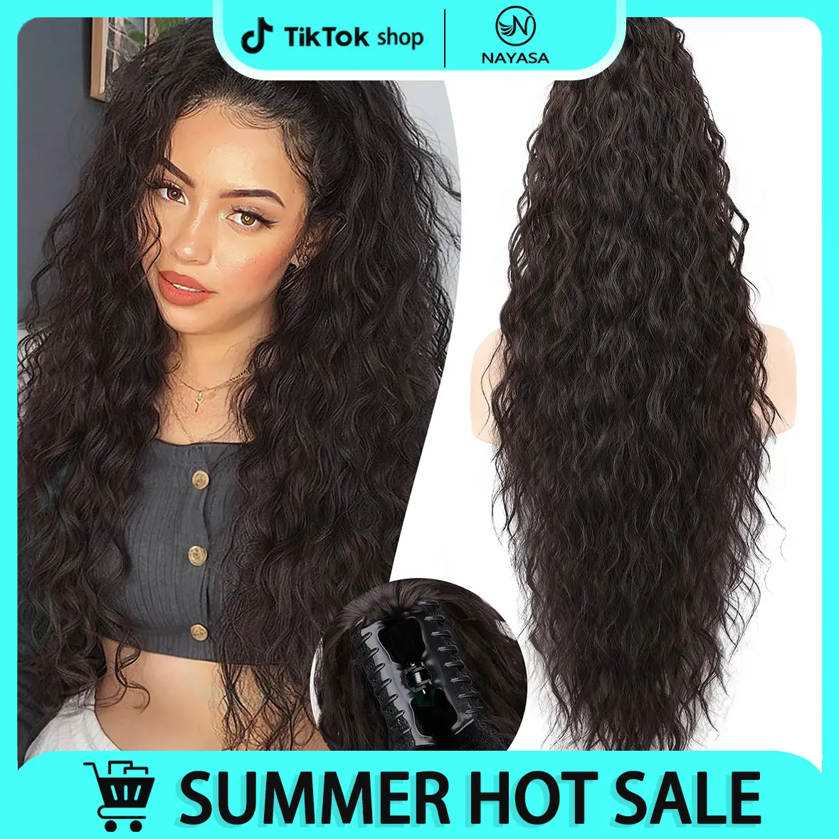 Claw Clip Ponytail Extension 30" Curly Pony Tail Clip in Claw Hair Extensions Fluffy Natural Looking Synthetic Hairpiece for Women