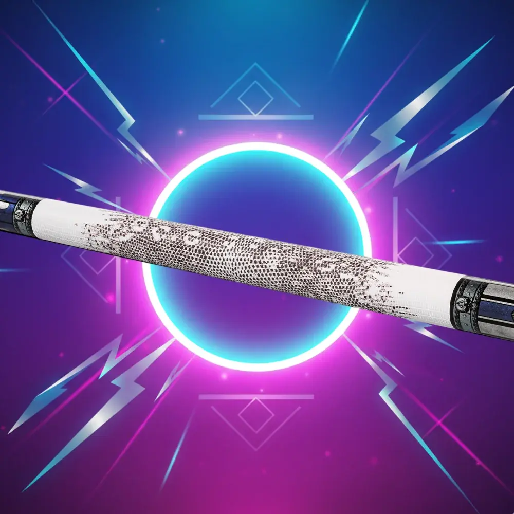 EVO Freedom Carbon Fiber Pool Cue - Azure Flame - White Leather Wrap | Explosive Power, Deadly Accuracy, 12.5mm TIME Tip, Pro Taper
