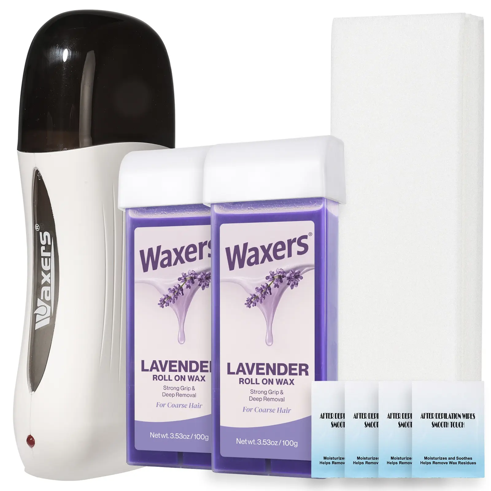Waxers Wax Roller Kit for Hair Removal Lavender Roll on Wax Kit for Women Men Professional Soft Wax for Leg Arms Back & Armpit
