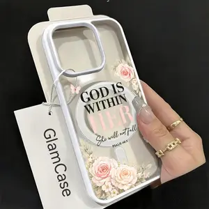 Faithful Christian Bible Verse Phone Case， Inspirational Floral Style for iPhone 17 16 15 14 13 12 11 Plus Pro Max.A17