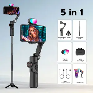 Aochuan Smart XE Combo 1 Professional Gimbal Tripod Stabilizer Set - Advanced Anti-Shake, Long Battery Life, Multi-Scene Compatibility, Included Mobile Accessories for Smartphone Camera, Selfie, Travel Gadgets