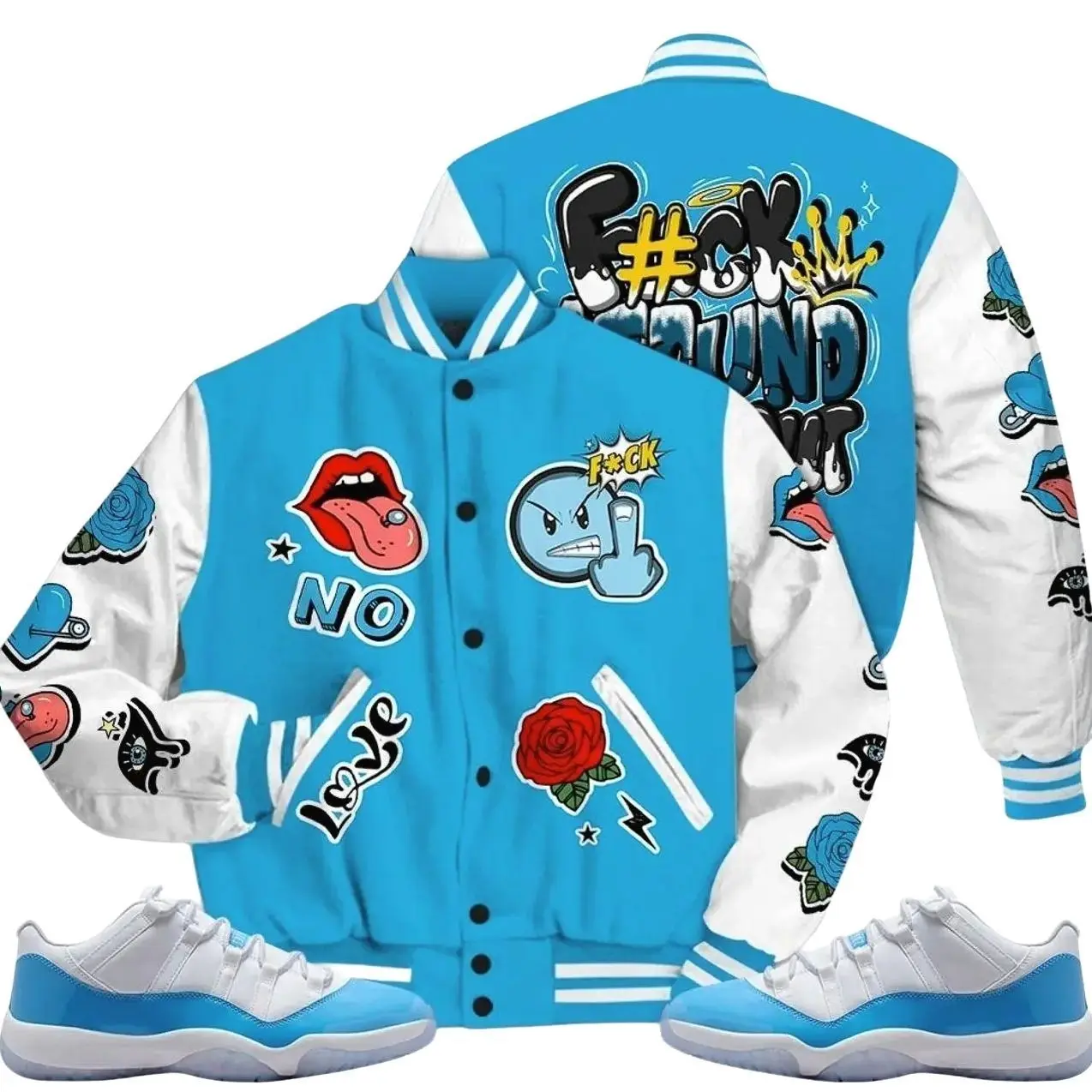 11 Low University Blue Varsity Jacket, Low University Blue 11s Outfits, Around Find Out Shirt Unisex T-Shirts To Match Sneakers