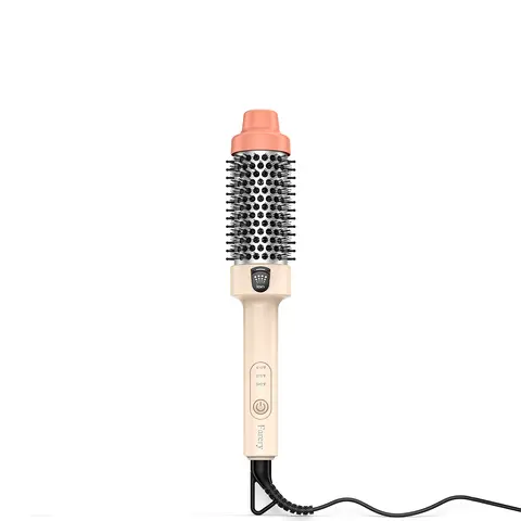 Farery 1.5-Inch Mini Ionic Thermal Brush - Plug Powered Hair Curl Tool, Dry Heat Styling Curlers & Straighteners with Detangling, Dry-First Function, 3 Temp Settings, 120/240V Dual Voltage, Portable Single Item for Travel Blowouts