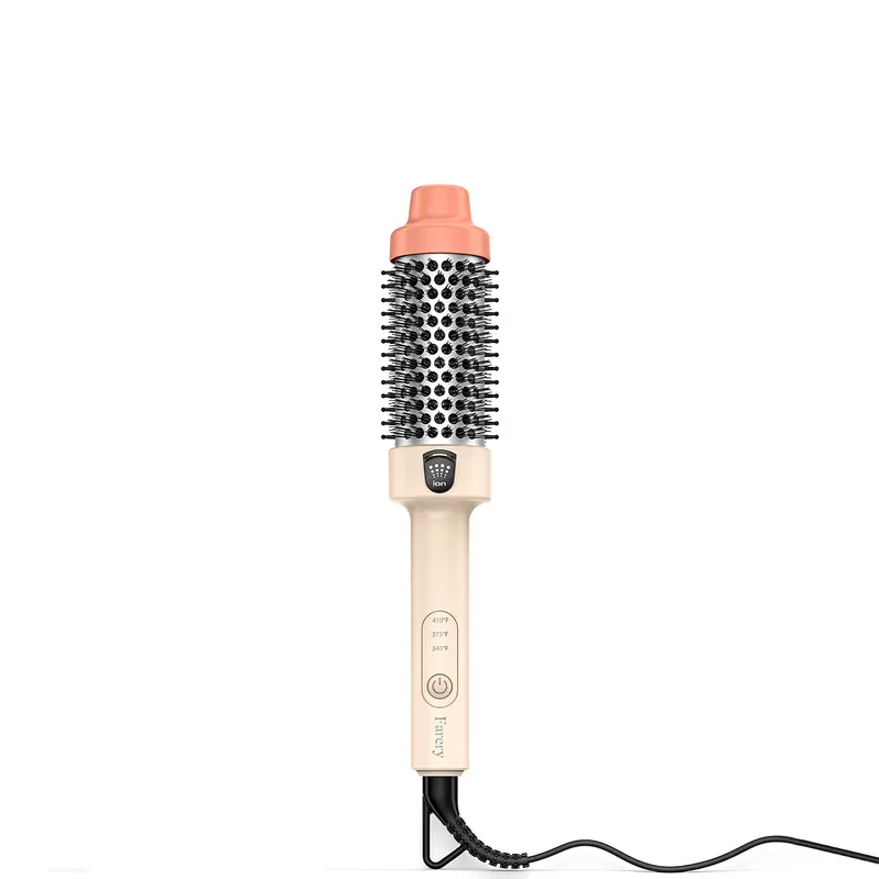 Farery 1.5-Inch Mini Ionic Thermal Brush - Plug Powered Hair Curl Tool, Dry Heat Styling Curlers & Straighteners with Detangling, Dry-First Function, 3 Temp Settings, 120/240V Dual Voltage, Portable Single Item for Travel Blowouts