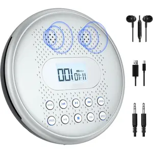 CD Player Portable, Rechargeable Portable CD Players for  with Speakers, Anti-Skip Small CD Player with Backlit Button, LCD Display and AUX