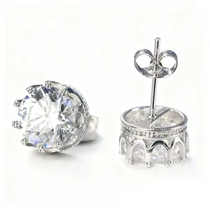 Moissanite Stud Earrings for Women Men 2CT 6.5MM D VVS1 Stackable 18K Gold Plated Lab-Created Moissanite Elegant Timeless Ear Jewelry Gift for Men Women Genuine Certificate of Authenticity Black Friday Gift