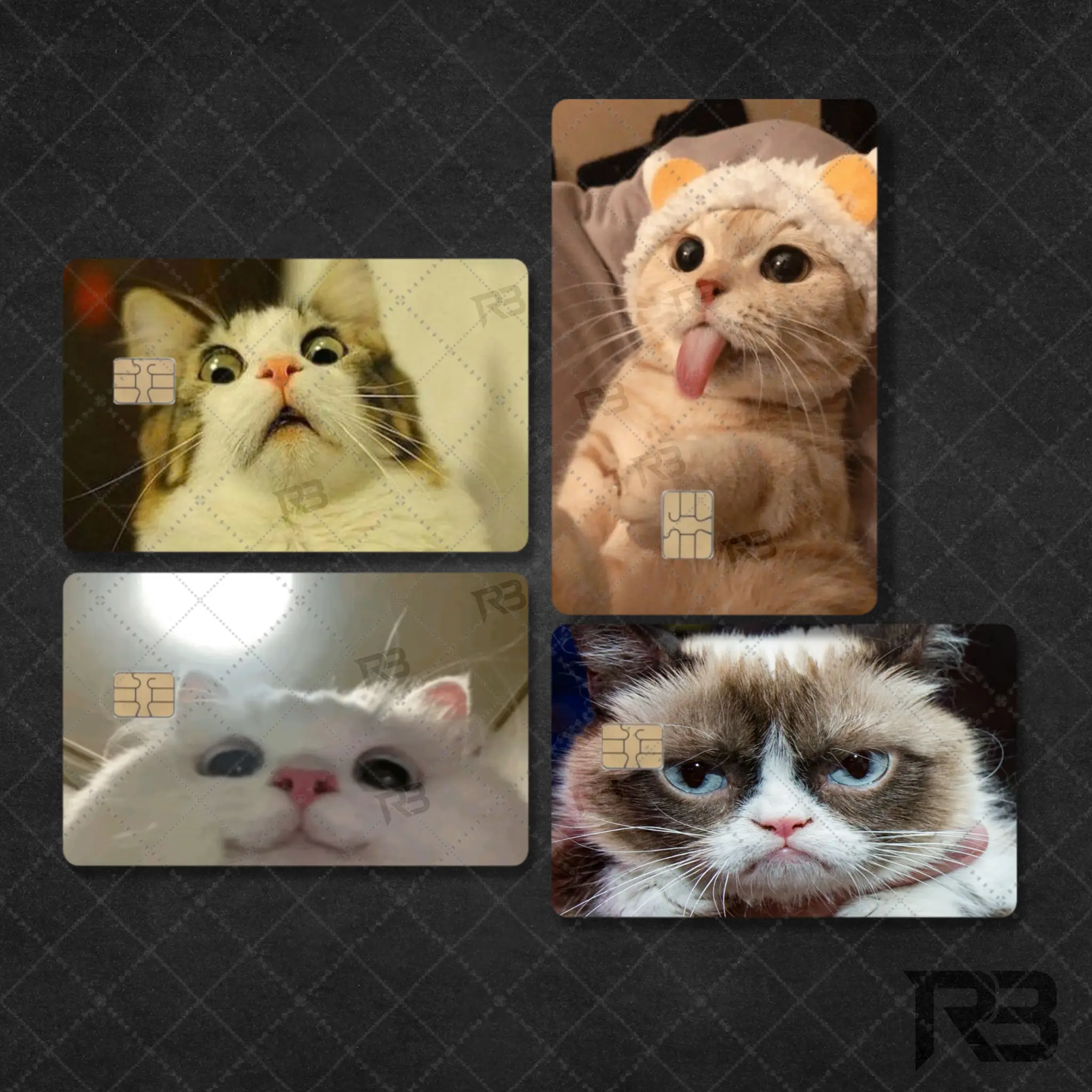 Funny Cat Horrified Shocked Meme Sticker Cover for Debit Card or Credit Card