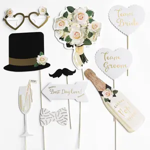 Wedding Photo Booth Props, DIY Wedding Decoration  Romantic Party Props, Paper Board Selfie Props with Easy Assembly Kit for Wedding, Bridal Shower, Engagement, Bachelorette Party