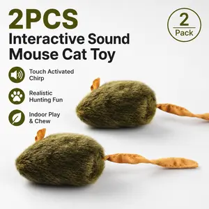 2-Pack Interactive Cat Toys, Sound-Activated Plush Mouse, Indoor Hunting Toy, Durable Chewable Pet Accessories, Fun & Engaging Playtime