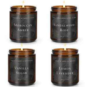 Scented Candles for Home Scented Aromatherapy Candles, 4 Pack 28 Oz Soy Wax Candle Gift Set for Women Men , Valentines (Lemon Lavender/Vanilla Sugar/Sandalwood Rose/Moroccan Amber)