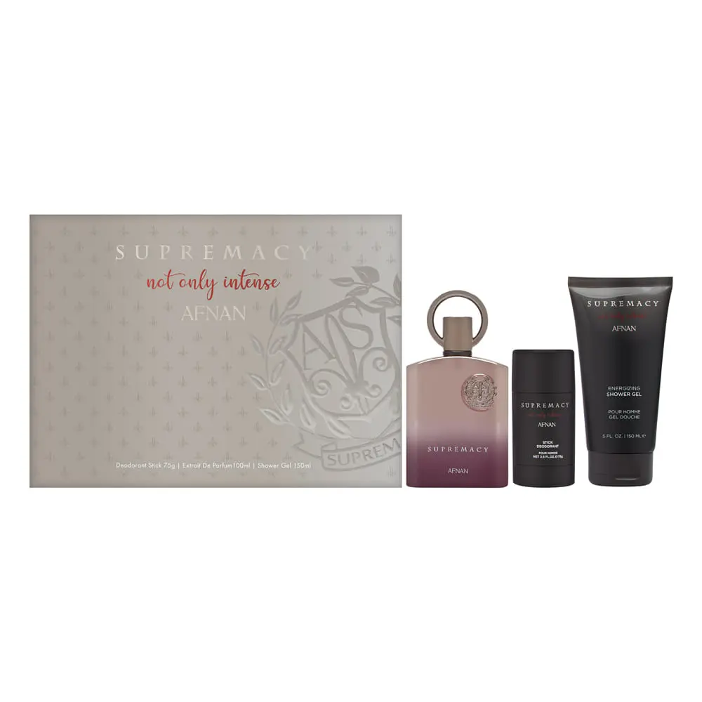 Men's Afnan Supremacy Not Only Intense 3-Piece Fragrance & Personal Care Set - 3.4 oz Extrait de Parfum, 2.6 oz Deodorant Stick, 5.0 oz Shower Gel, Bold