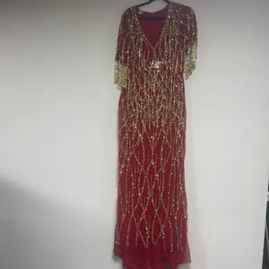 2XL Luxury Long Beaded Dress for Rich Auntie Women's Wear High Class Sequin & Beaded Design Casual Formal Womenswear Party Workwear Elegance Statement - Style