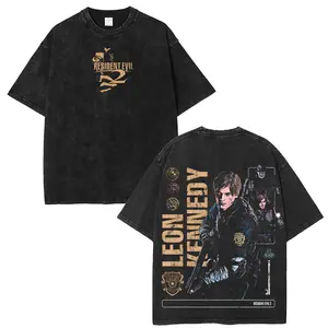 Resident Evil 2 Remake Hoodie & T-Shirt Leon Kennedy RPD Graphic, Vintage Acid Wash Apparel, Survival Horror Game Merch, Raccoon City Pullover, Unisex Cotton Top
