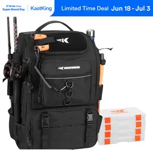 【Summer Wins】Karryall 40L Fishing Tackle Backpack with Rod Holders & 4 Tackle Boxes, Waterproof & Durable Fishing Gear Storage Bag for Fishing, Camping, Hunting & Outdoor Activities