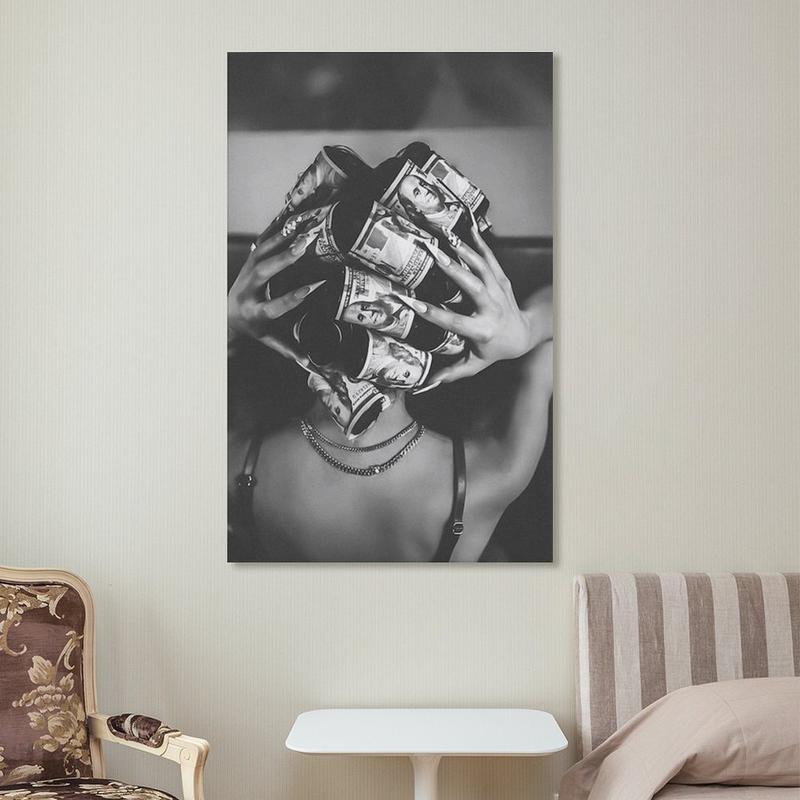 Black and White Black Woman Wall Art, Girl Art Print, Fashion Trendy Poster, Money Art, Modern Woman Art for Home or Office Decor