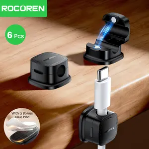 RocorenSelf-adhesive magnetic data cable holder - adjustablestable bracket - neatly arrange wires under the table -