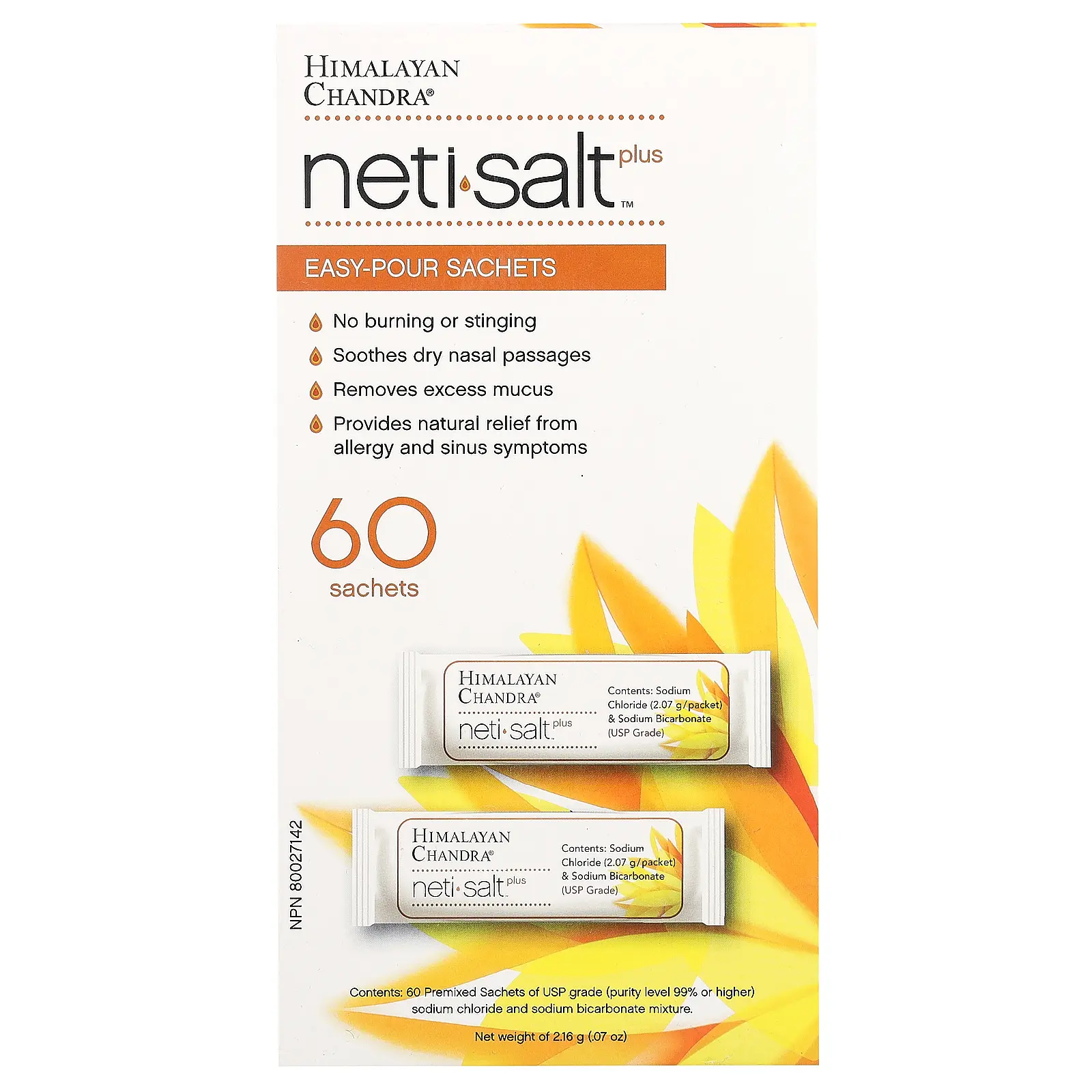Himalayan Chandra Neti Salt Plus, Easy-Pour Sachets , 60 Sachets, 0.07 oz (2.16 g)