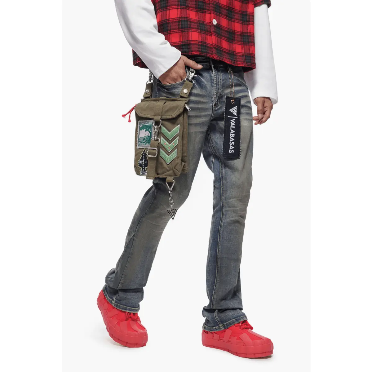 Men's Dirty Blue Stacked Denim Pants - Menswear Workwear Bottoms, Natural Fabric Design for Pairing with Tops, Shell or Graphic Pieces