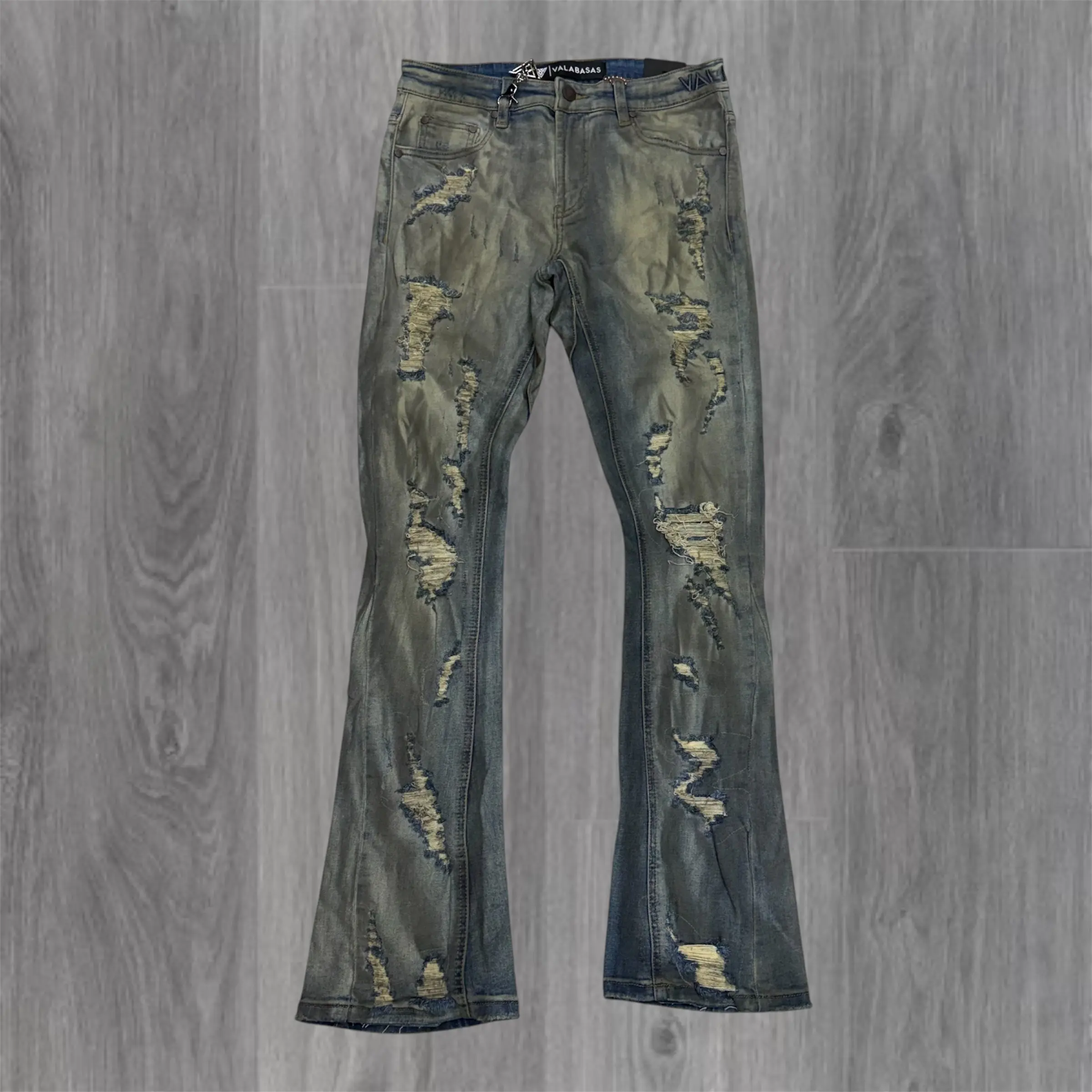 Valabasas - Stacked Steeltoe Distress Denim -  Light Vintage wash 1090