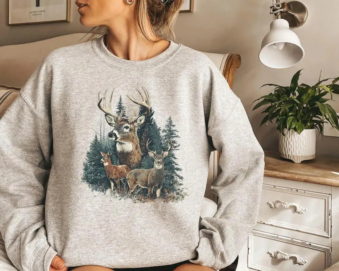Midwest Sweatshirt, Vintage Deer Sweater, Hunting Season Gift, Old Money Preppy Sweatshirt