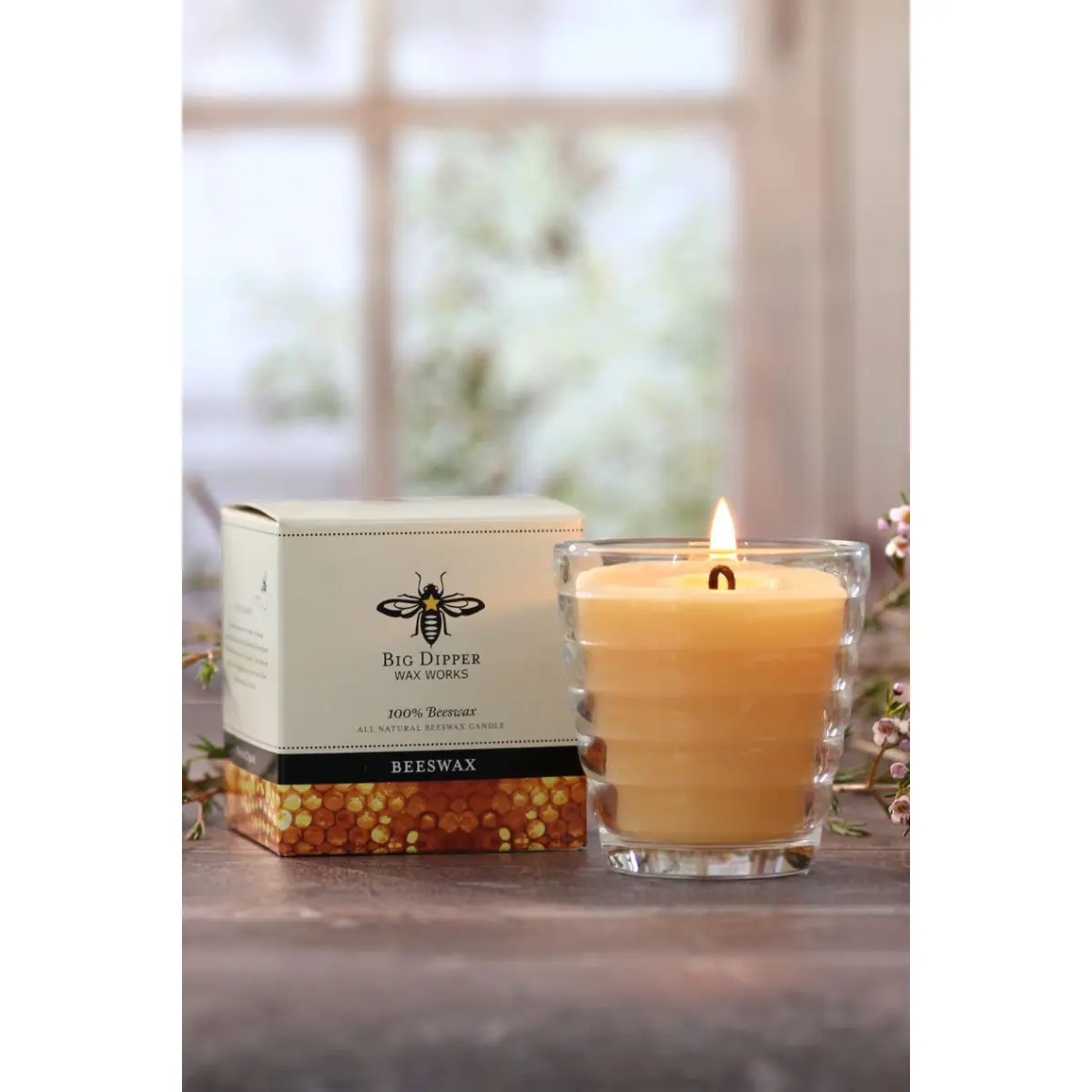 Beehive Glass Candle – 100% Pure Beeswax