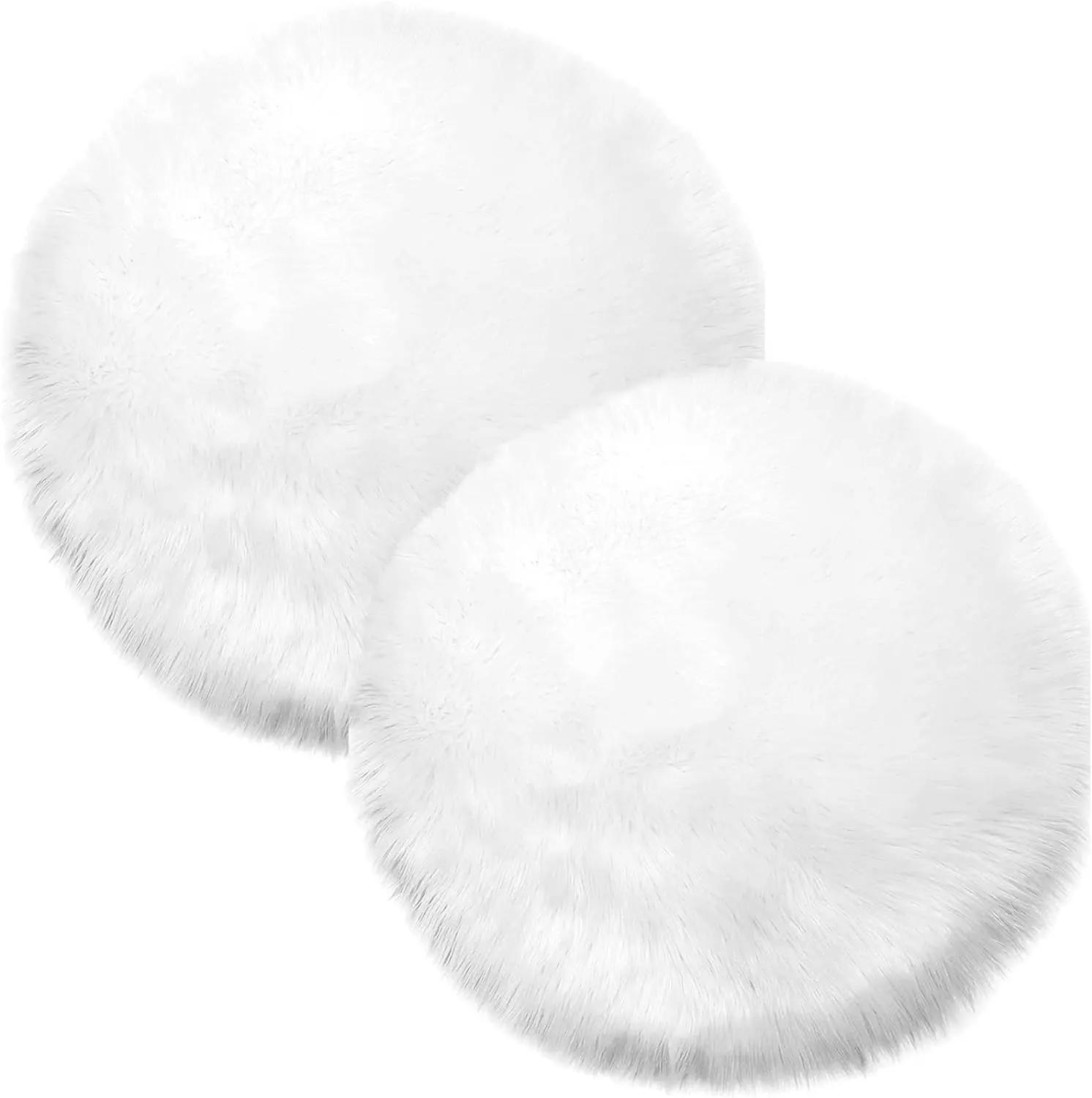 Faux Fur Placemats Set of 2 White Round Table Runner Small Luxury Shaggy Sheepskin Table Linen Wedding Decor Designer Accessories (16 x 16 Inches)   Washable Stylish Coasters Tableware easter decorations graduation leis graduation decorations