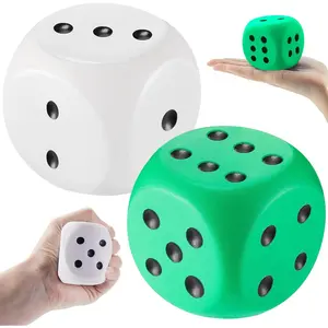 Zomiboo 2 Pcs 2.3'' Large Foam Dice for Classroom Jumbo 6 Sided Giant Dice Casino Party Decoration Squeeze Anxiety Stress Relieve Toy Gifts for Valentine's Day Adults Kids Board Game, Green White