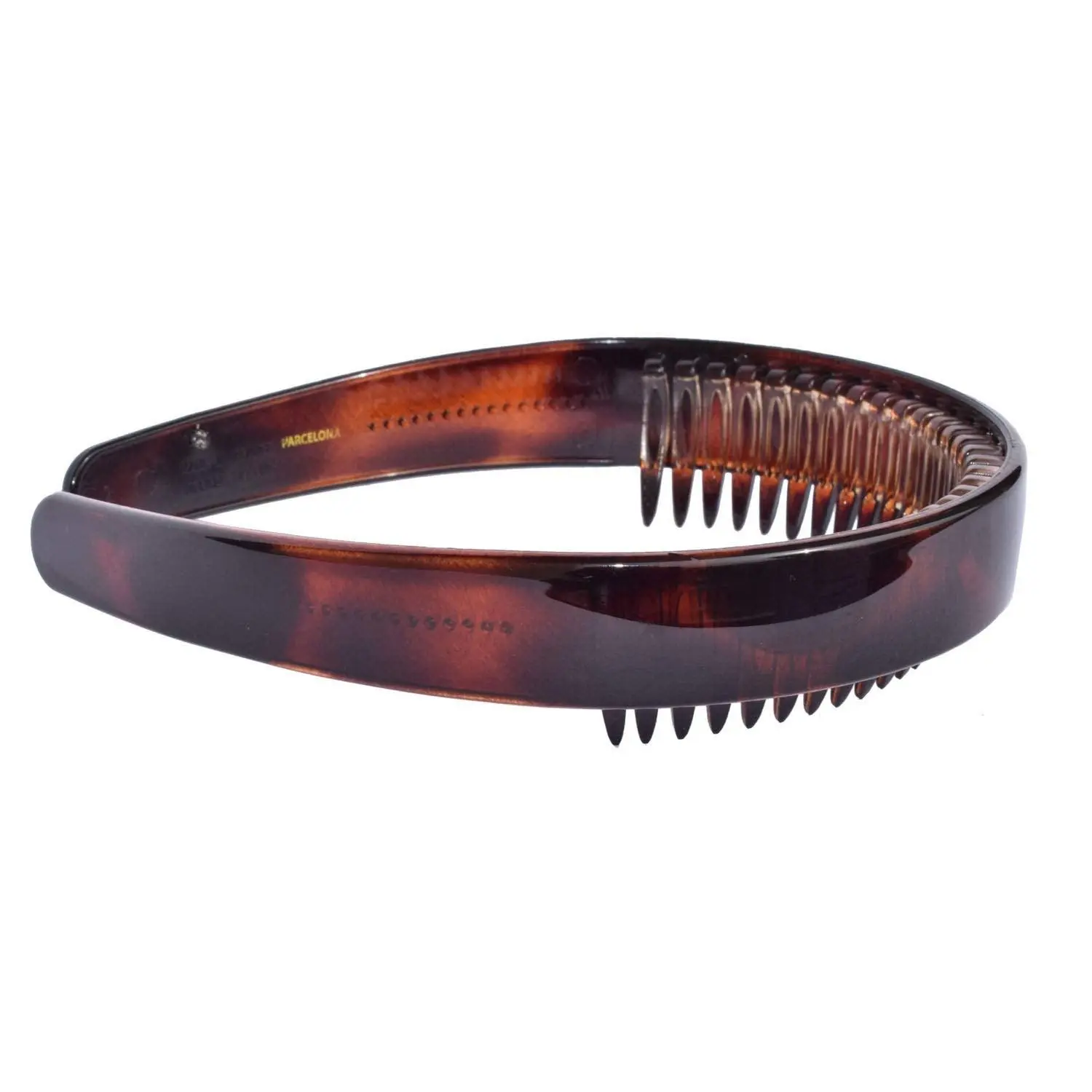 Parcelona French Toothed Smooth Cellulose Shell Brown Wide Hair Headband