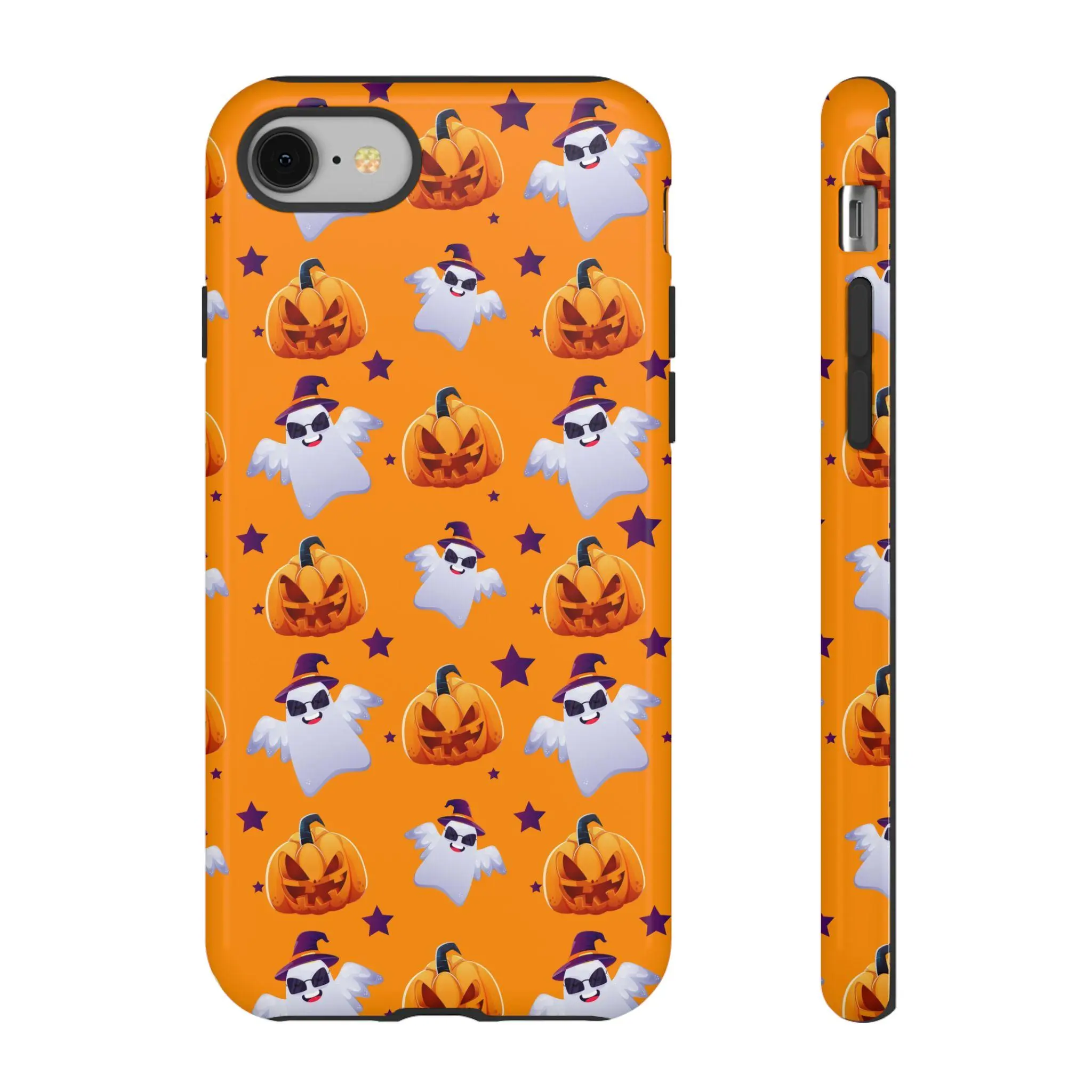 Halloween Ghost and Jack-o'-Lantern Phone Case | Orange Spooky Pattern