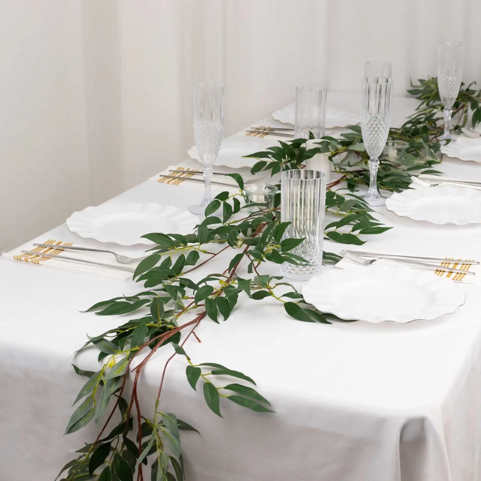 5ft Real Touch Artificial Willow Leaf Garland - Bendable Flexible Vine, Fabric Leaf Fake Plastic Greenery, Artificial Faux Greenery for Outdoor Events, Floral Decor with Natural Look, 2.5” L X 1” W