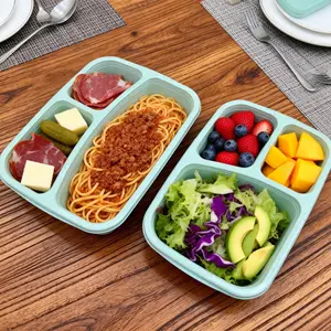 2pcs 3-grid Lunch Box, Bento Lunch Box, Airtight Food Containers, Leakproof Lunch Box, Suitable for Refrigeration And Preservation, Can Hold Vegetables, Fruits, And Snacks, Odor-Resistant, Ideal for Students & Office Workers, Travel Essentials