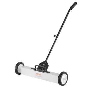Rolling Magnetic Sweeper with Wheels, Push-Type Magnetic Pick Up Sweeper, Large Magnet Pickup Lawn Sweeper with Telescoping Handle, Easy Cleanup of Workshop Garage Yard