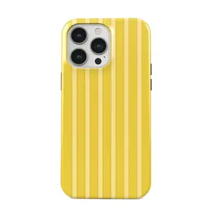 Striped Yellow Phone Case, Coastal Summer Vibes with a Sunbreak Glow Phone Case