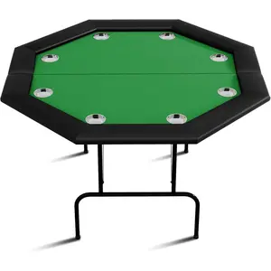 8 Player Poker Table Foldable, Blackjack Table with Cup Holders, Waterproof Armrest & Heavy-Duty Metal Frame, Portable Card Table for Texas Holdem Home Games & Parties,steel cup