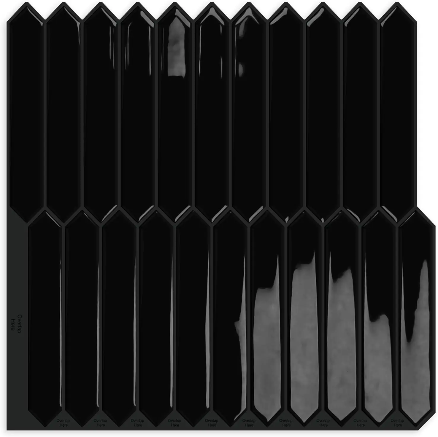 10 Sheets Long Hexagon Tile Peel and Stick Backsplash | Self-Adhesive Wall Tiles Stick on Back Splash for Kitchen, Bathroom, Fireplace,RV(Black,12"×12")