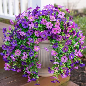 Mixed Color Daisy Vines, Fake Flower Vine, Artificial Plant, 180 Flowers = 4pcs Pack of Spring And Summer Outdoor Simulation Uv-Resistant Mixed Color Daisy Vines, Suitable for Hanging Flower Baskets, Decorating Potted Plants, Courtyard Balcony Weddings