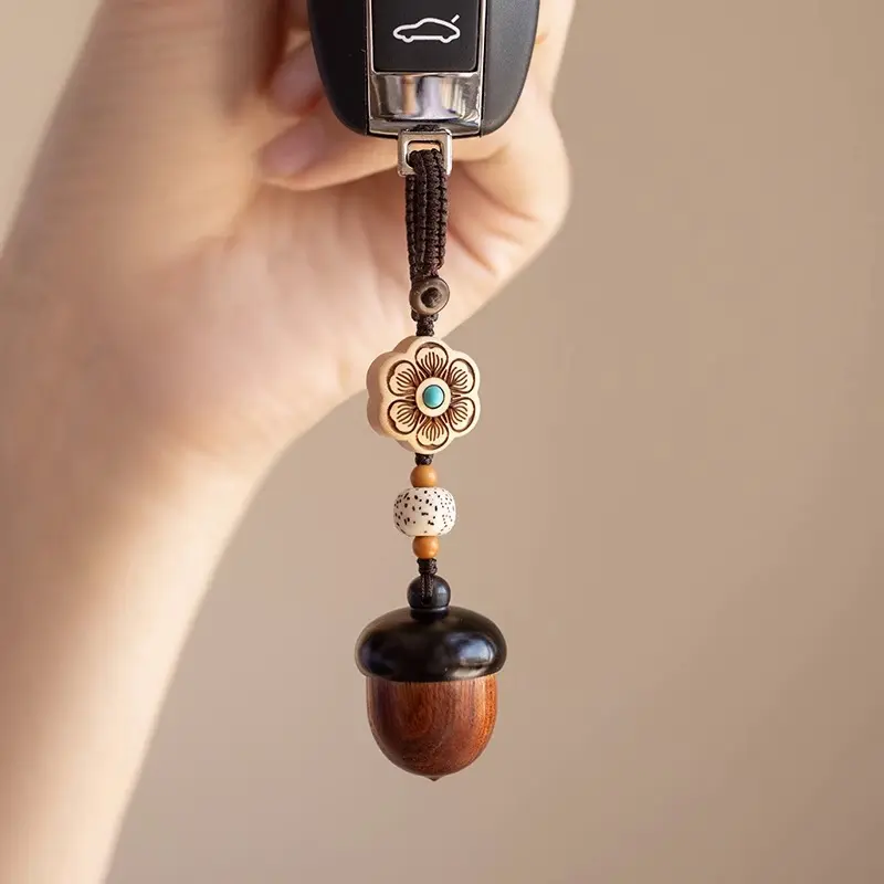 Rhomba WGF Wooden Acorn Keychain Oak Fruit Key Rings for Girls' Gift Boy & Girls' Gift Functional Versatile Nature Inspired Beauty Durable Materials